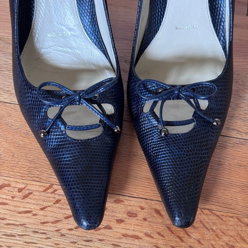 Amalfi Italy Leather heel Pumps with‎ bow details Size 6B - Picture 4 of 7